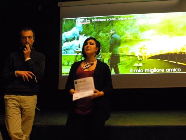 Valentina Cresti e Giuseppe Gori Savellini durante un dibattito col pubblico in sala